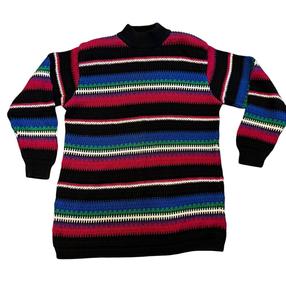 Vintage Bright Knit Petite Sophisticate Rainbow‎ Funky Striped Nordic Small